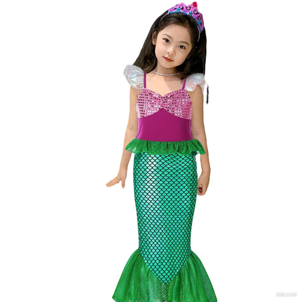 Girl wearing Little Mermaid Ariel costume with tiara