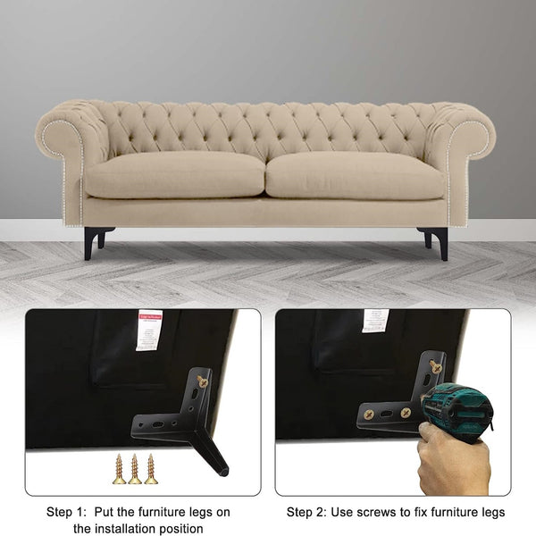 8 Pack 13cm Metal Furniture Legs – Modern Right Angle Sofa, Bed and Cabinet Replacement Feet in Black and Gold