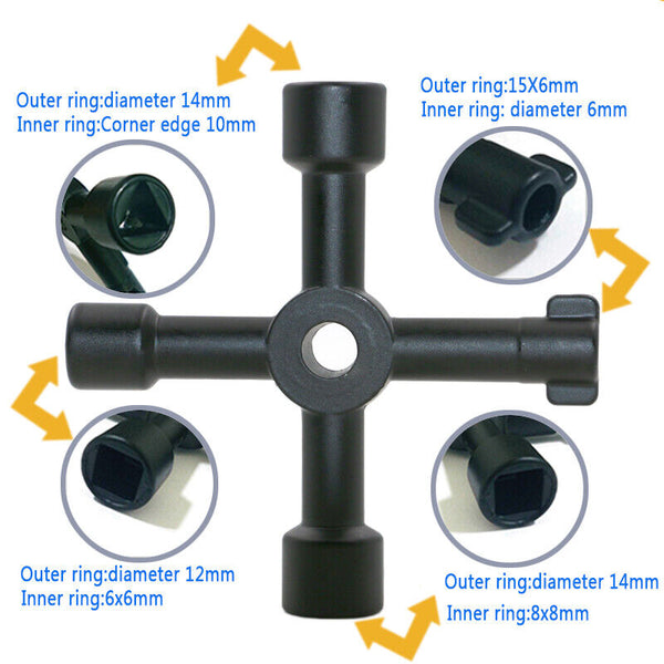 4 in 1 Multifunctional Cross Key for Train Cabinet Elevator Triangle Square AU
