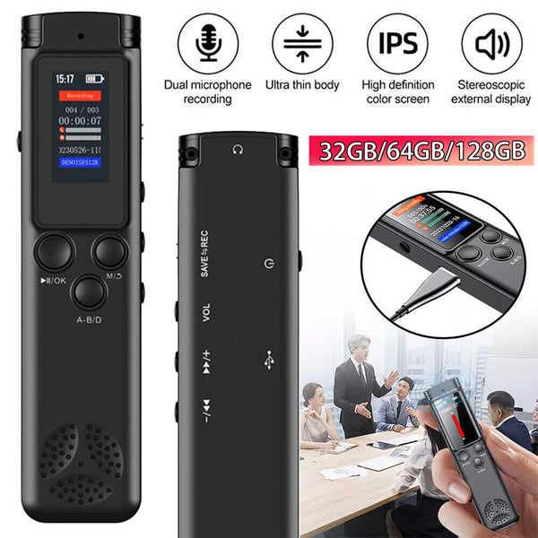 64G Digital Voice Activated Recorder Mini Audio Recording MP3 Device for Meeting