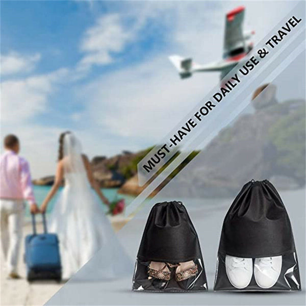 Portable Shoes Bag Travel Storage Pouch Drawstring Bag Non-woven Shoe Bag
