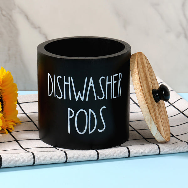 2pcs Wooden Dishwasher Pod Holder with Lid | Laundry Capsule Storage Container