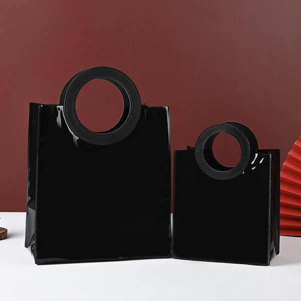 10PCS Black PVC Gift Bags with Round and Square Handles Jelly Handbag Set AU