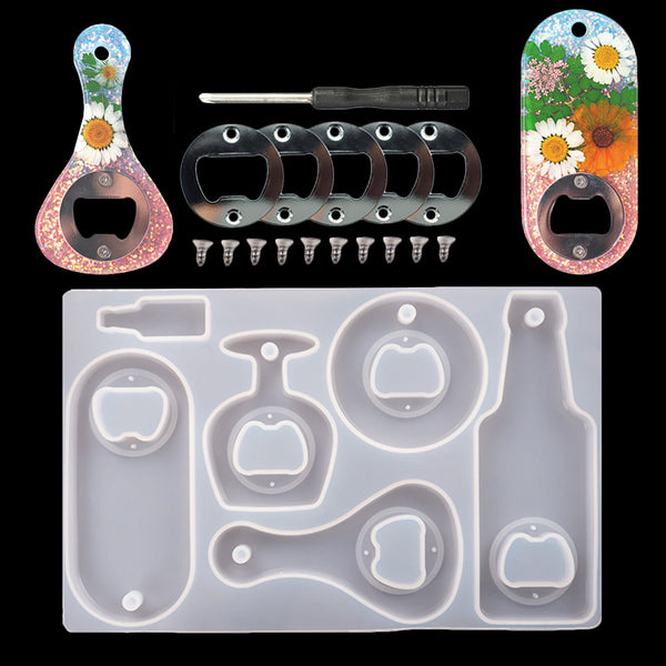 Silicone Beer Bottle Opener Mould DIY Set Epoxy Resin Casting Craft Making Mold
