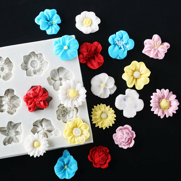 3D Flower Silicone Fondant Mould Cake Border Decor Baking Mold Sugarcraft DIY AU