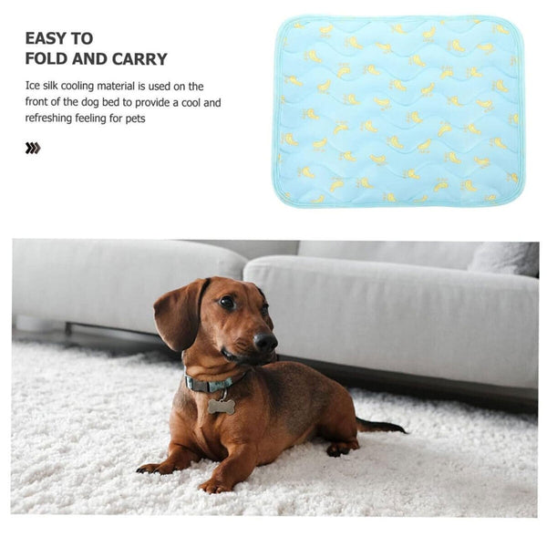 Foldable pet cooling mat for easy carrying