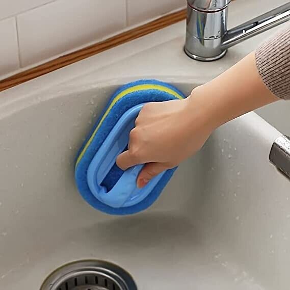 Handle Sponge Brush Cleaning Kitchen Bathroom Shower Bathtub Scrubber Clean Tool
