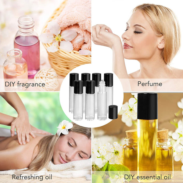 10PCS Glass Roller Bottles Essential Oil Roll-On Bottles 5ML 10ML