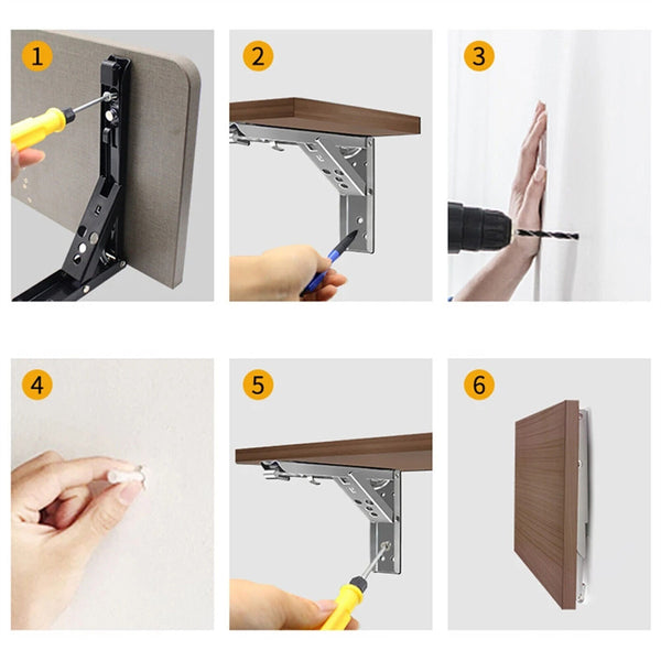 2PCS Stainless Steel Folding Table Bracket Shelf Bench Load Heavy Duty