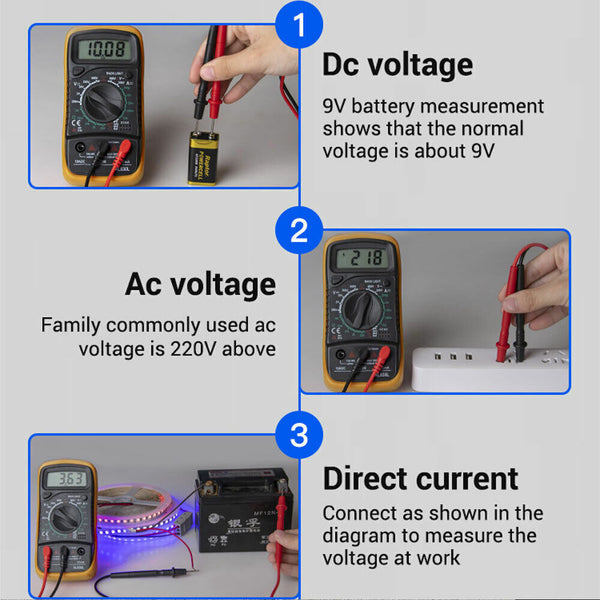 Digital Multimeter Portable Electrician Tester Multifunction Voltage Meter Tool