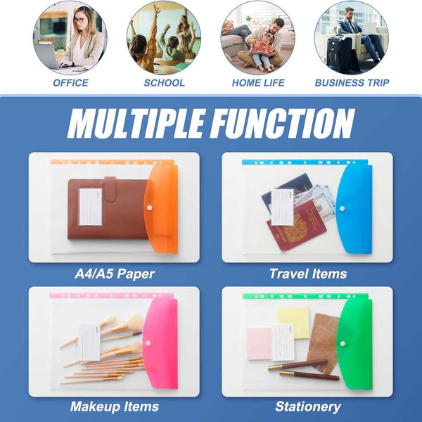 24PCS A4 PVC Document Folders Filing Wallets with Popper Closure
