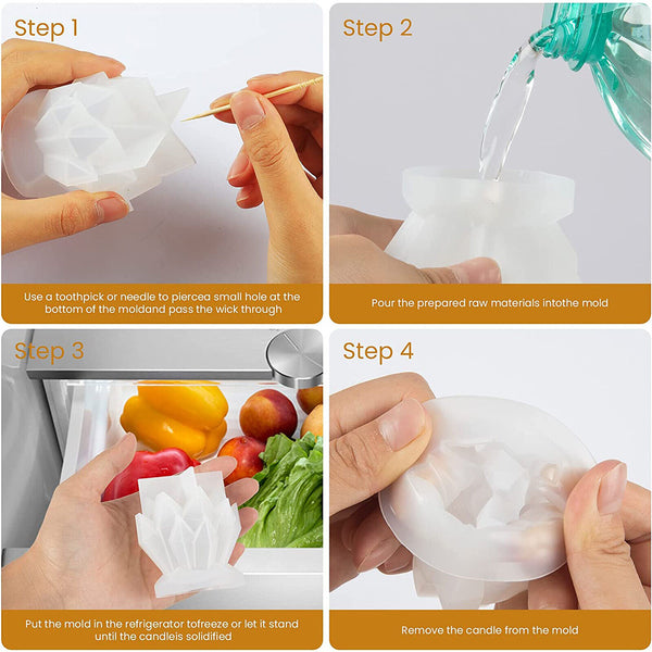 3D Crystal Cluster Candle Mold Silicone Mould DIY Candlestick Fondant Soap