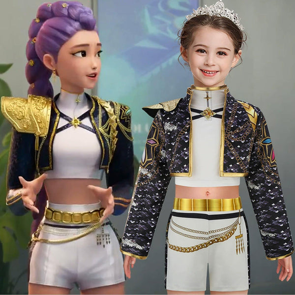 Girls Kpop K POP Demon Hunters Rumi Costume Cosplay Wig Christmas Birthday 4-12Y