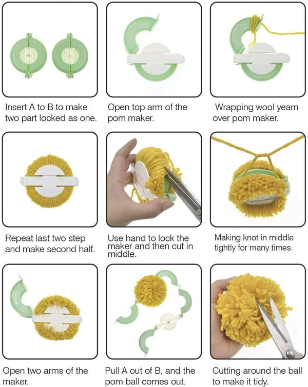 4 Sizes Knitting Loom Wool Tools Ball Weaver Needle Pompom Maker Pompom Maker