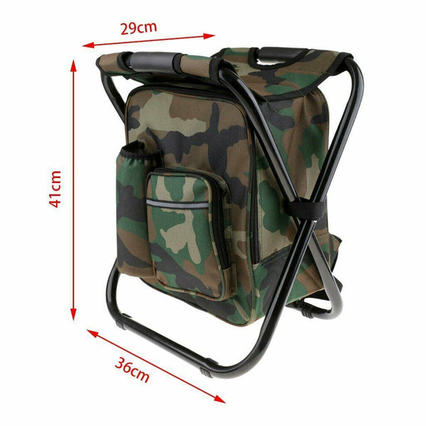 Portable Folding Backpack Chair Camping Stool Cooler Bag Rucksack Fishing