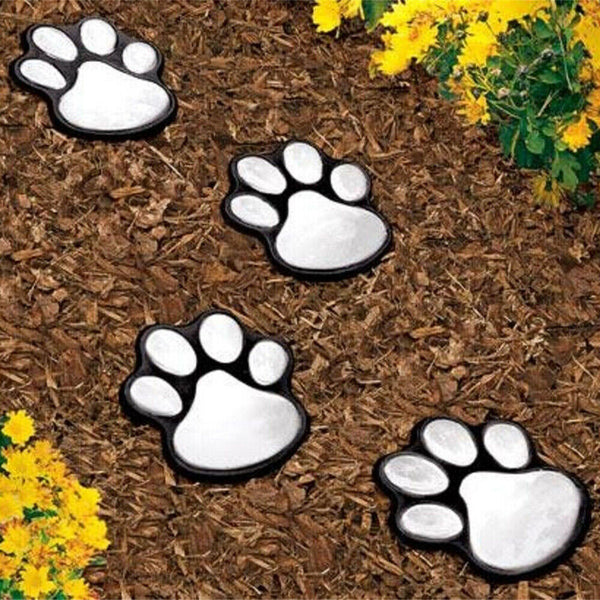 Lawn 4 Paw Print Lights Walkway Dog Path Patio Yard Solar Cute Decor Garden LED