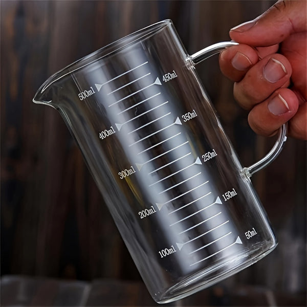 4 Piece Glass Measuring Cup Set – 500ml and 90ml Measuring Beakers with Handle and V Spout