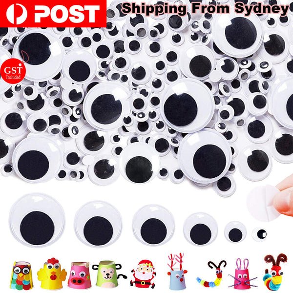 Bulk Joggle Moveable Black Eye Wiggly Google Googly Eyes Craft Stick AU