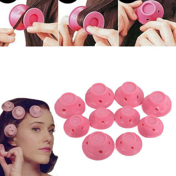 10PCS No Heat Hair Curlers Clip DIY Magic Silicone Soft Rollers Care Heatless AU