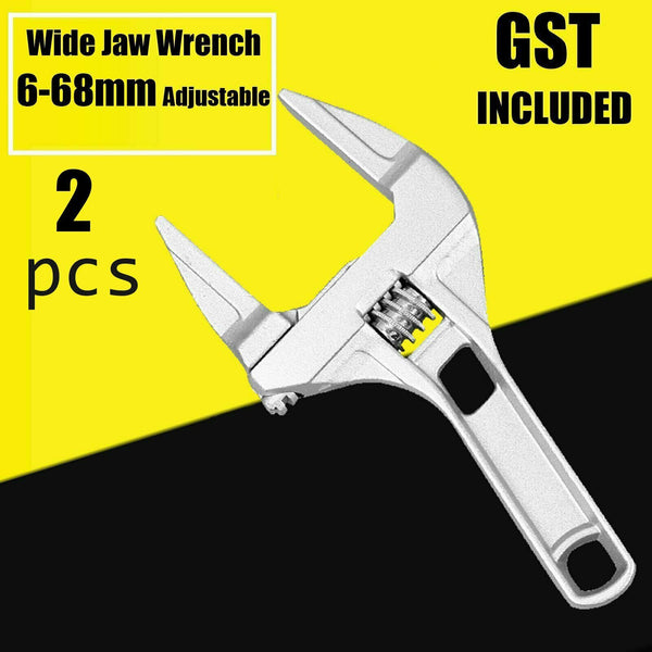 2pcs Wide Jaw Wrench Shifter Spanner 6-68mm Adjustable Duty Key Hand Tool Light