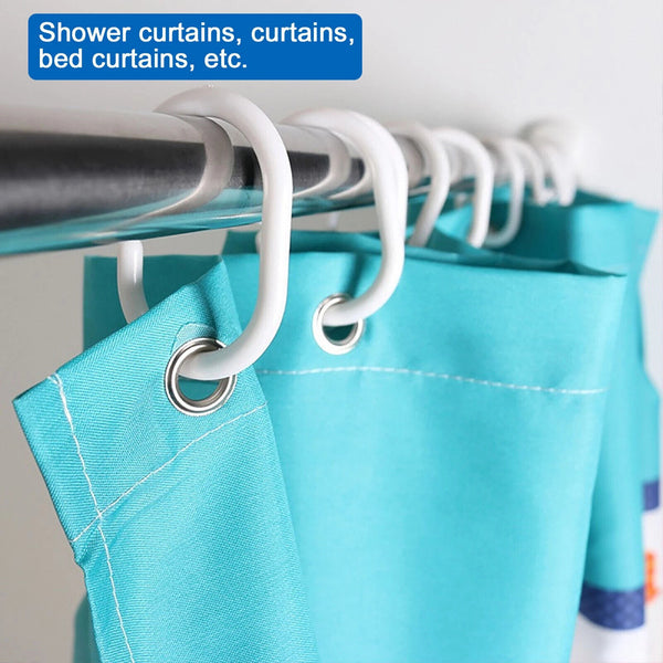 36 pcs Hooks Liner Bathroom Bathroom Shower Curtain White Hooks Rings Plastic AU