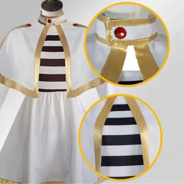 Anime Mage Cosplay Costume Set White Wig Fantasy Dress Outfit Book Week Party