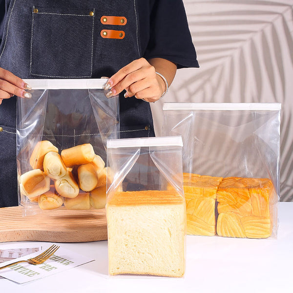 50pcs Resealable Clear Bread Toast Bags Airtight Food Storage Pouches Bakery