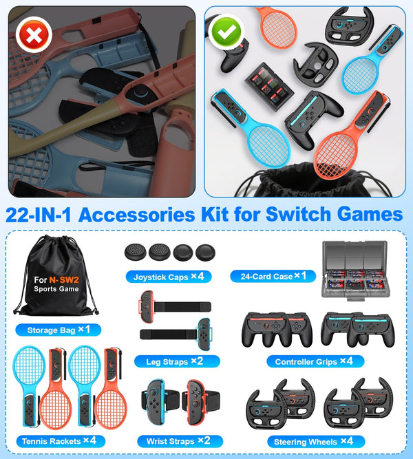 22 in 1 Family Party Kit Sports Accessories Bundle for Nintendo Switch 2 2025