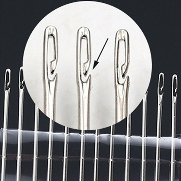 26x Stainless Steel Self-threading Needles Opening Hand Sewing Needles Darning