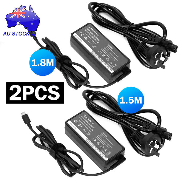2pcs 65W USB-C Type-C Adapter Laptop Charger For Lenovo ThinkPad Acer Dell HP AU
