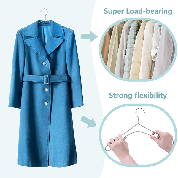 50 Pack Metal Clothes Hangers – Non Slip Rubber Coated Wire Hangers for Suits, Coats and Shirts