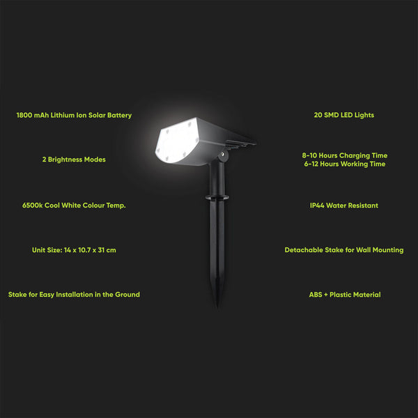 31cm 2-in-1 Solar Landscape Outdoor Garden Patio LED Light