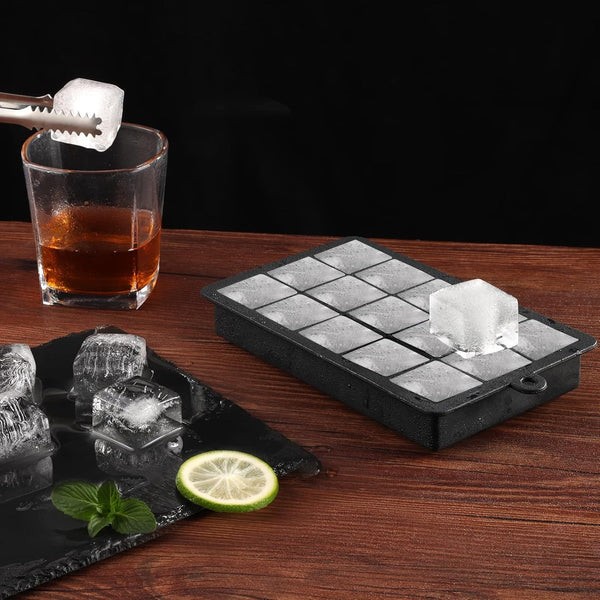 15 Grid Large Ice Cube Tray Silicone Mold | Big Square Ice Maker for Whiskey