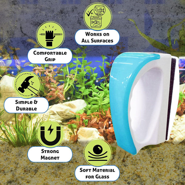 Magnetic Fish Tank Brush Algae Magnet Aquarium Cleaning Glass Aquatic Cleaner AU