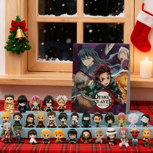 Christmas Advent Calendar 24 Days Blind Box 2D Demon Slayer Anime Cartoon Figure