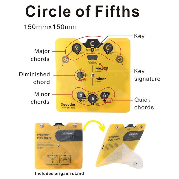 Circle of Fifths Chart - Music Theory Wheel & Chord Learning Tool with Stand