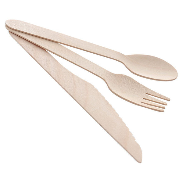 Disposable Wooden Cutlery Forks Tea Spoons Knives Party Kitchen Utensil Dessert