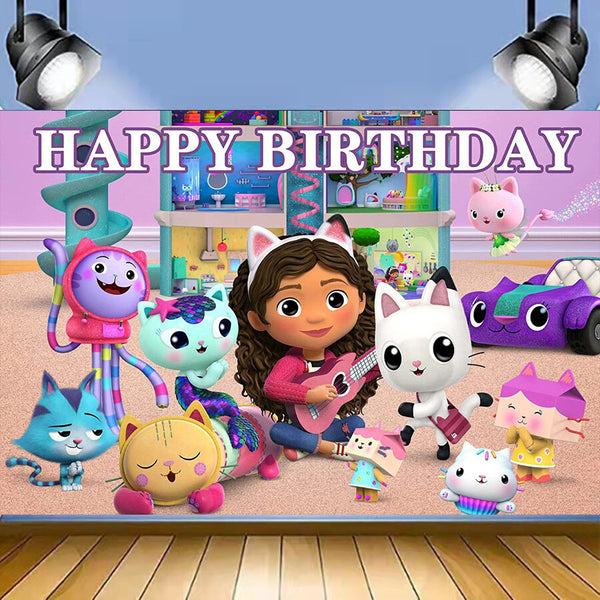 Gabby's Party Tableware Party Supplies Girls Birthday Banner Topper Balloon