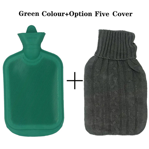 2L Hot Water Bottle Winter Warm Natural Rubber Bag Relaxing Warmer and COVER