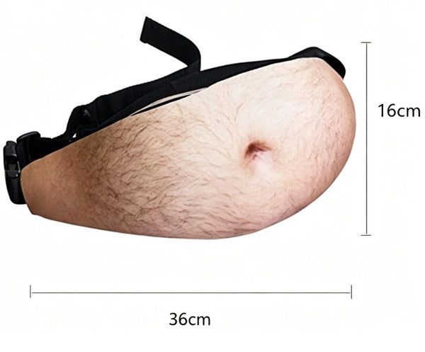 Novelty belly bum bag worn around the waist