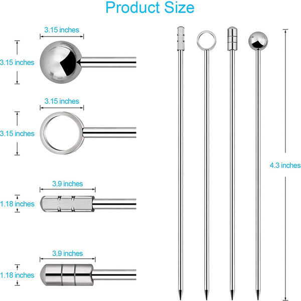 Fruit Sticks Stainless Steel Cocktail Picks Martini Picks Set (Pack of 8) R6G5