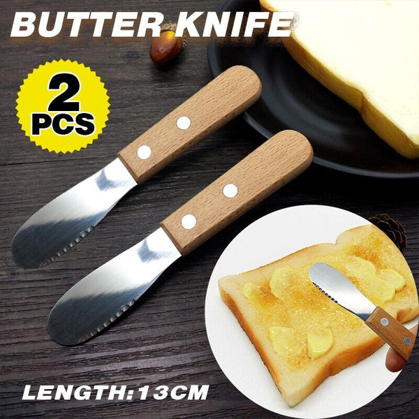 2 Butter Knife Spreader Cheese Slicer Sandwich Cream Spatula Desert Tool Cutlery