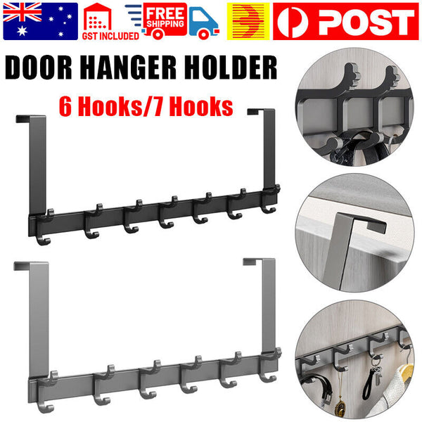 Over Door 6/7 Hooks Heavy Duty Metal Kitchen Cabinet Clothes Key Hanger Holder