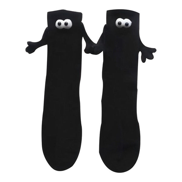 2 pairs Funny Magnetic Suction 3D Doll Couple Sock Holding Hand SockS for Couple