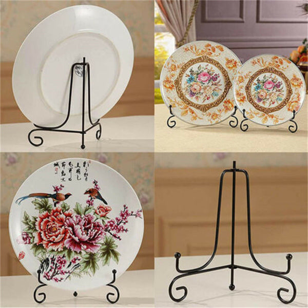 Plate Stands Iron Display Easel Photo Picture Bowl Dish Book Holder Frame Black