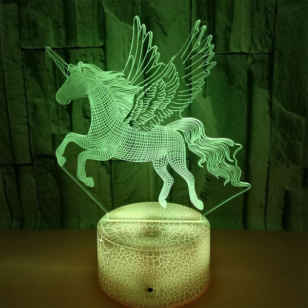 3D LED Unicorn Light Visual Decor Home Illusion Lamp Change Desk Night Touch
