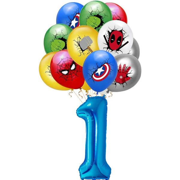 Avengers Balloons Set With Numbers Party Supplies Superhero Birthday Decoration