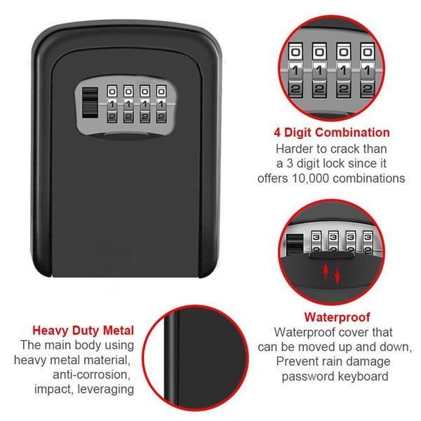 2PCS Wall Mounted Key Lock Box 4 Digit Combination Security Storage Safe