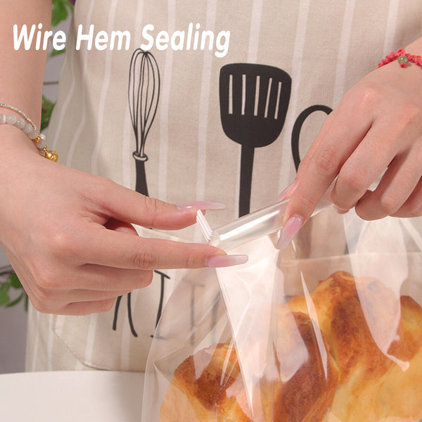 50pcs Resealable Clear Bread Toast Bags Airtight Food Storage Pouches Bakery