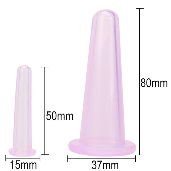 4Pc/set Cup Lifting Massage Silicone Cupping Vacuum Suction Facial Cupping